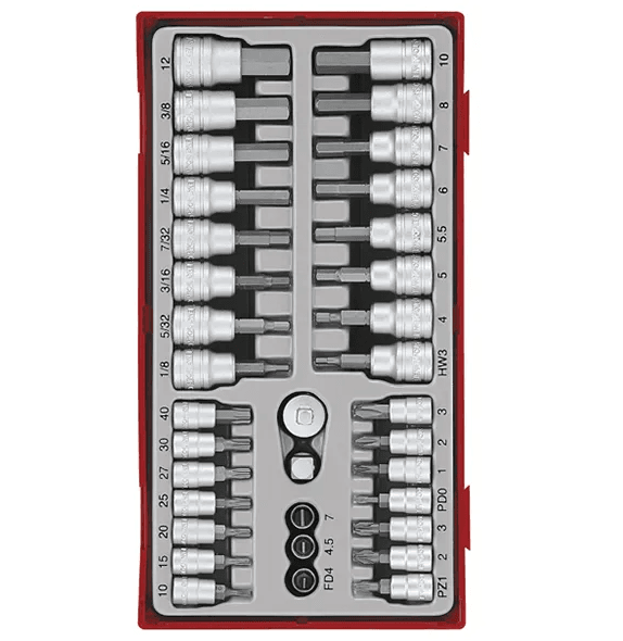 TENG 35PCE 1/4" & 3/8" DR. BITS SOCKET SET - TC-TRAY