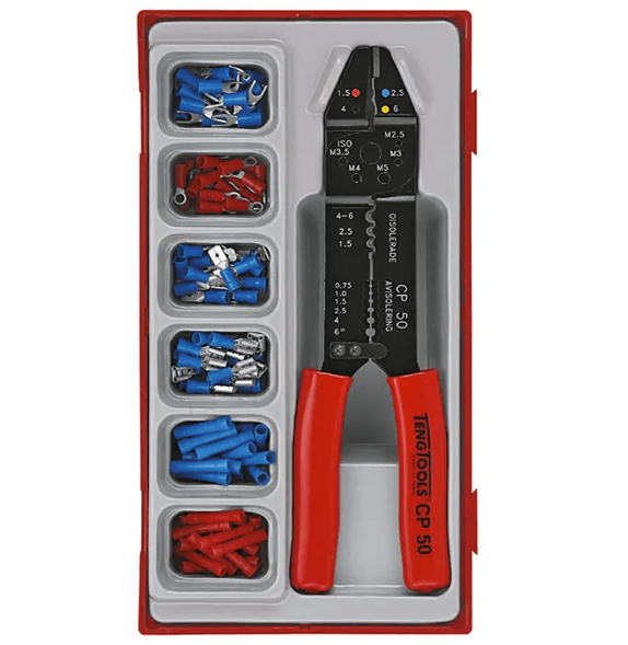 TENG 121PCE CRIMPING SET W/ TERMINALS - TC-TRAY