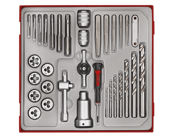 TENG 34PCE TAP & DIE SET W/ACCESSORIES - TTD-TRAY