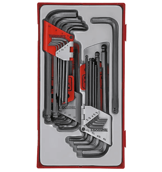TENG 28PCE MM/AF HEX & TX BALL-END KEY SET - TC-TRAY