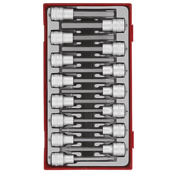 TENG 15PCE 1/2" DR. TX & HEX LONG BITS SOCKET SET - TC-TRAY