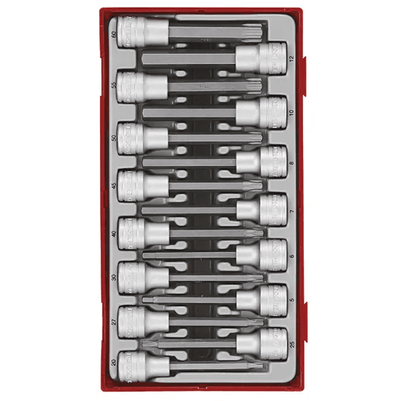 TENG 15PCE 1/2" DR. TX & HEX LONG BITS SOCKET SET - TC-TRAY