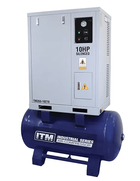 ITM AIR COMPRESSOR, SILENCED CABINET 3 PHASE, 10HP, 270LTR, FAD 960 L/MIN