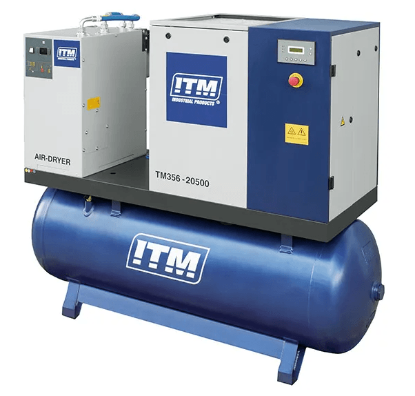 ITM AIR COMPRESSOR ROTARY SCREW WITH REFRIGERATED DRYER, 3 PHASE, 20HP, 500LTR, FAD 1980