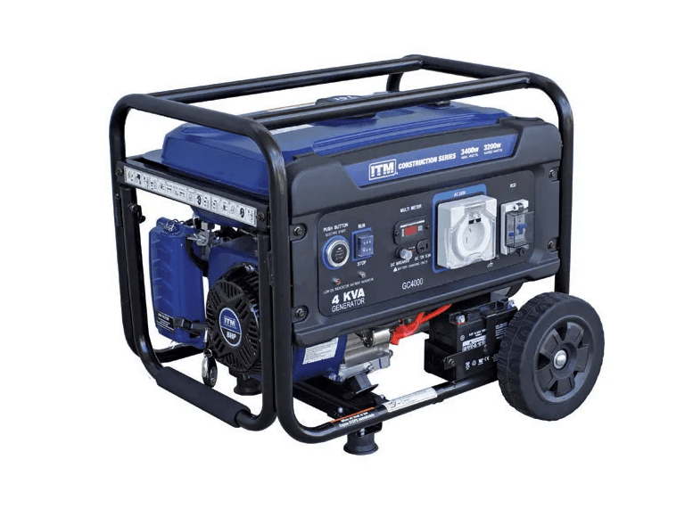 ITM 4KVA GENERATOR PETROL CONSTRUCTION, 3400 WATT PEAK ELECTRIC START W/REMOTE