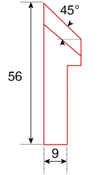 ITM EXTERNAL TOOL BIT, 45 DEG X 56MM HIGH, TO SUIT PRO2PB BEVELLER