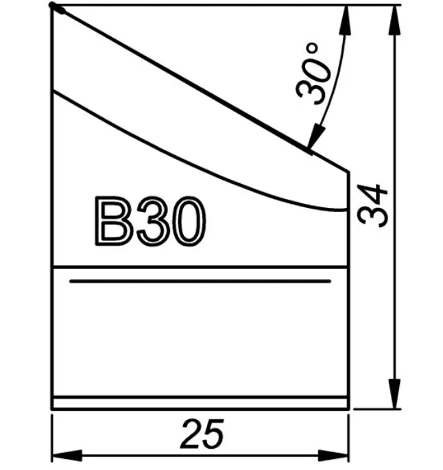 ITM EXTERNAL TOOL BIT, B30, 30 DEG X 34MM HIGH, TO SUIT PRO5PB BEVELLER