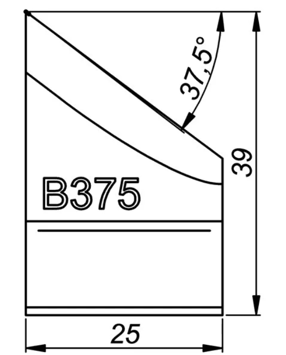 ITM EXTERNAL TOOL BIT, B375, 37.5 DEG X 39MM HIGH, TO SUIT PRO5PB BEVELLER